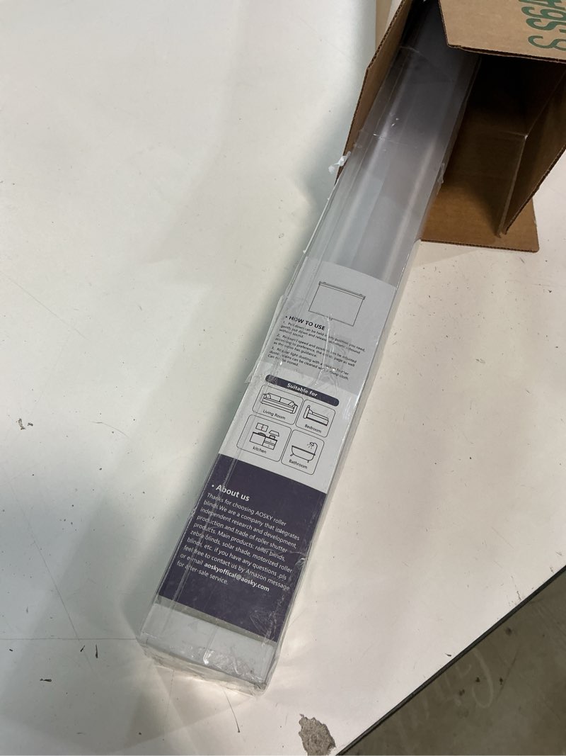 Condition photo showing Good Condition for AOSKY Cordless Roller Shades Blackout Blinds for Windows Room Darkening Rolled Up Shades with Spring System, UV Protection Window Shades Door Blinds for Home and Office (23" W x 72" H, White)