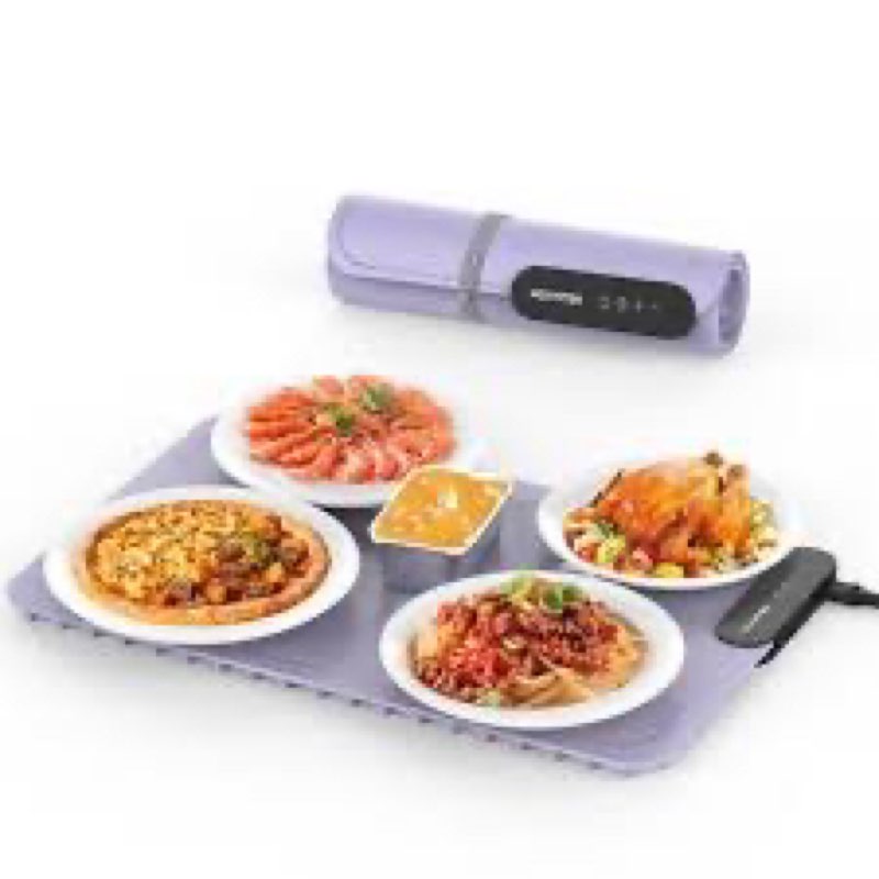 Electric Food Warming Mat with 9 Temperature Settings, Quick Heating Pad, Auto-Off Timer, Portable S
