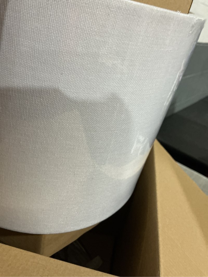 Condition photo showing As Is for origin 21 18-in gold on/off switch table lamp with fabric shade