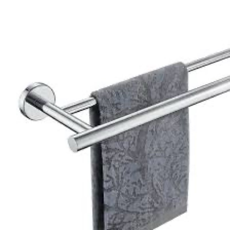 JQK Chrome Towel Bar, 24 Inch 304 Stainless Steel Thicken 0.8mm Double Bath Towel Rack for Bathroom, Towel Holder Polished Chrome Wall Mount, Total Length 27.16 Inch 2 Pack, TB100L24-CH-P2