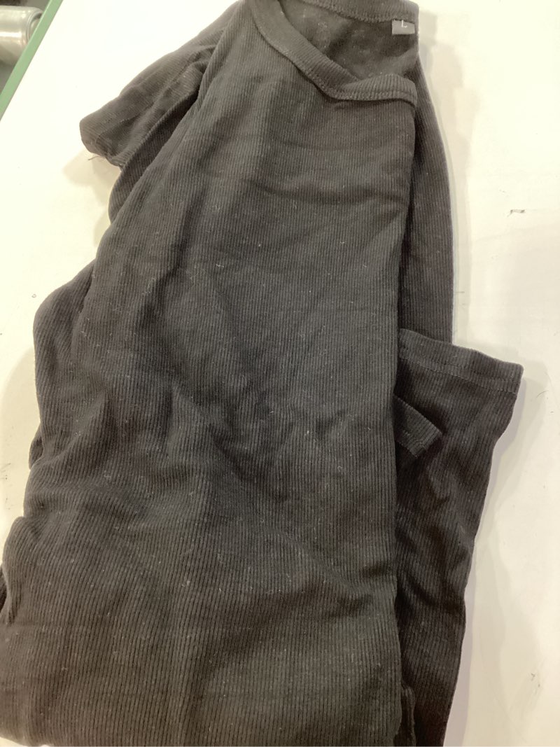 Condition photo showing Good Condition for zenuta long sleeve dress for women, sexy mini casual ruched bodycon ribbed slim fit scoop neck dress black large