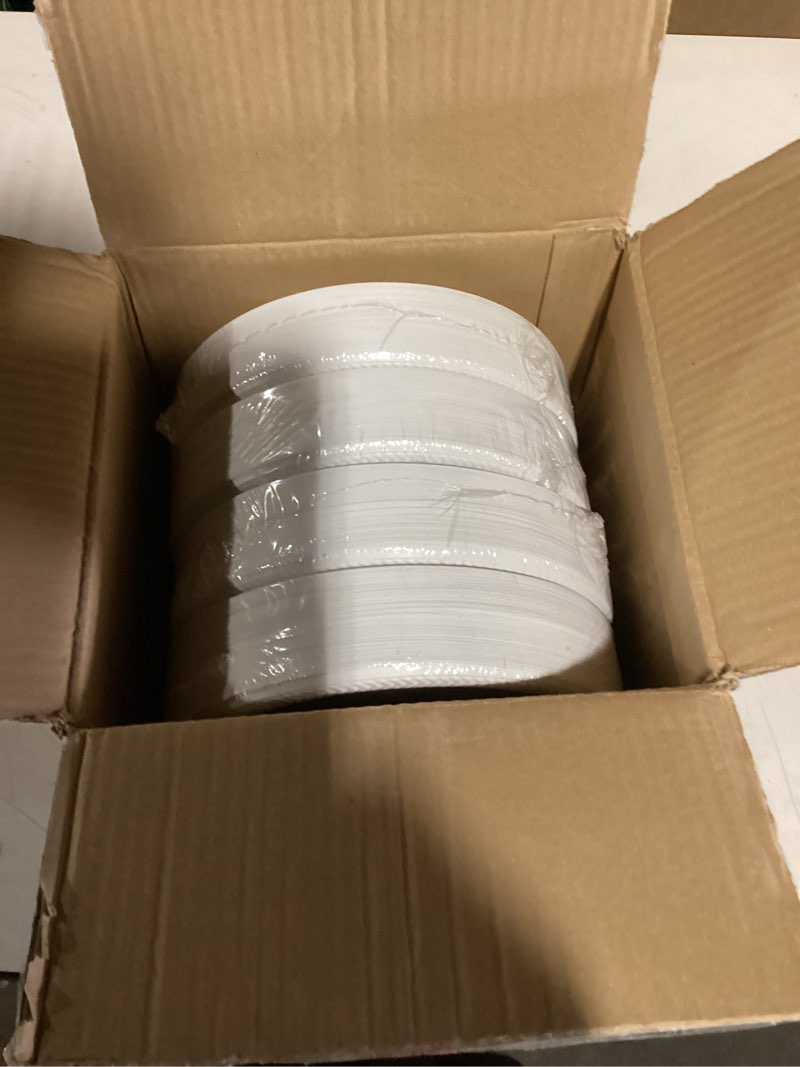 Condition photo showing As Is for PLASTICPRO 400 PCS White Plastic Round 9 Inch Plastic Plates Premium Quality Light Weight Disposable Dishes Dinner Plates for Parties Weddings 400 9'' Inch Plates