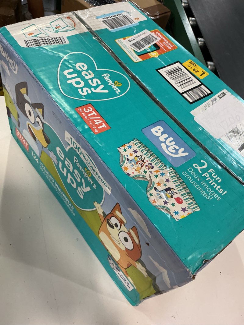 Condition photo showing New/Like New for pampers training pants - easy ups boys & girls bluey - size 3t-4t, 124 count, children's potty underwear (packaging may vary) 3t-4t 124