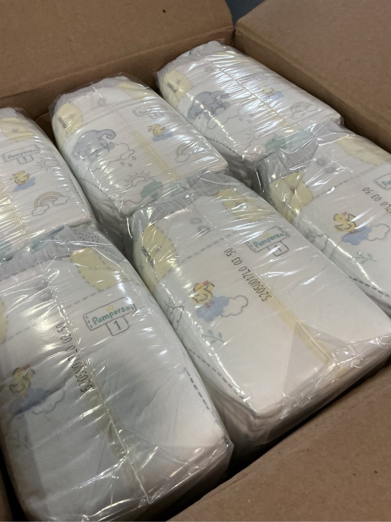 Condition photo showing New/Like New for pampers swaddlers diapers, size 1 (8-14 lbs), 198 count, absorbent, keeps baby dry and comfortable, skin safe disposable baby diaper (packaging may vary)