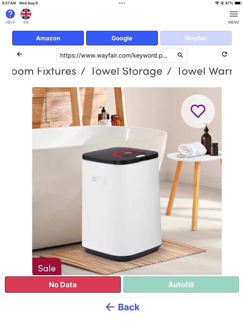22L Electric Towel Warmer With 3 Timer Settings And LED Indication In White