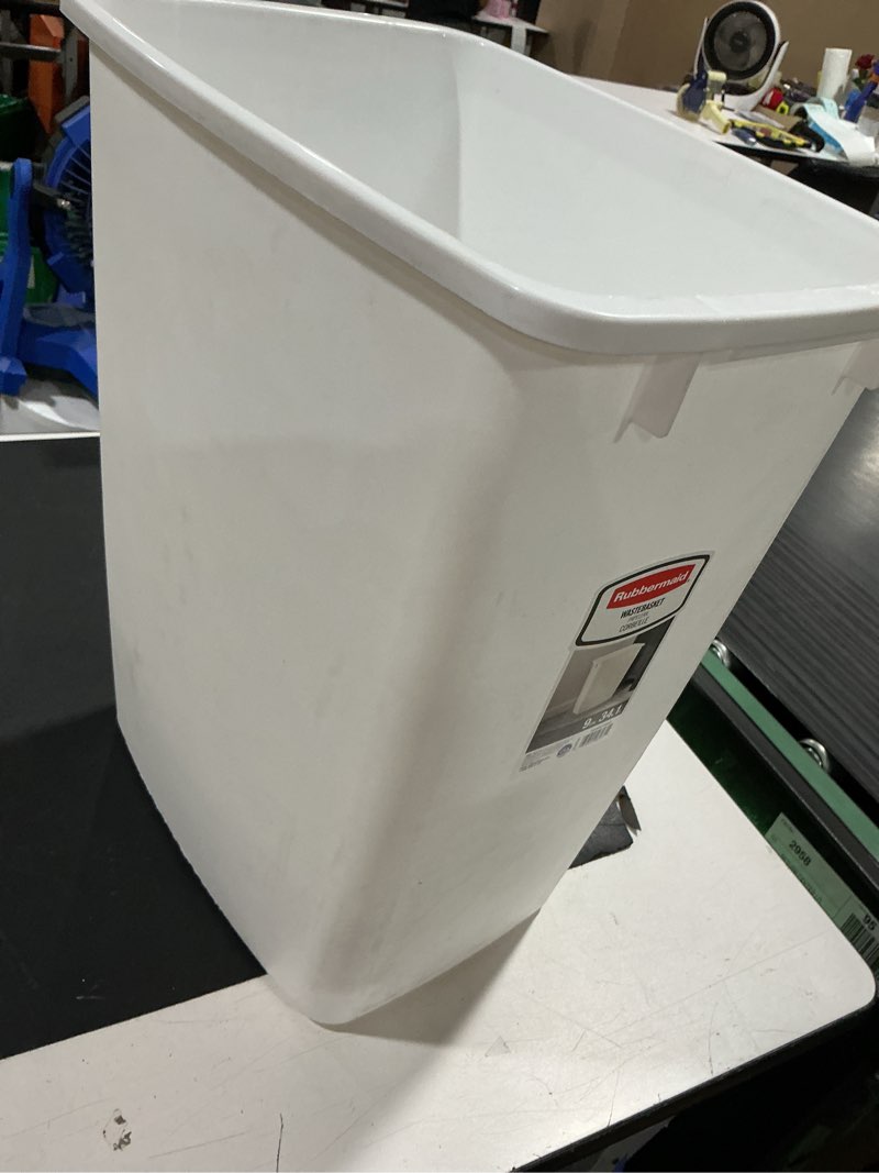 Condition photo showing Good Condition for rubbermaid small kitchen bathroom trash can, 9 gallons, white, waste basket for under counter/kitchen/office/bedroom/bathroom