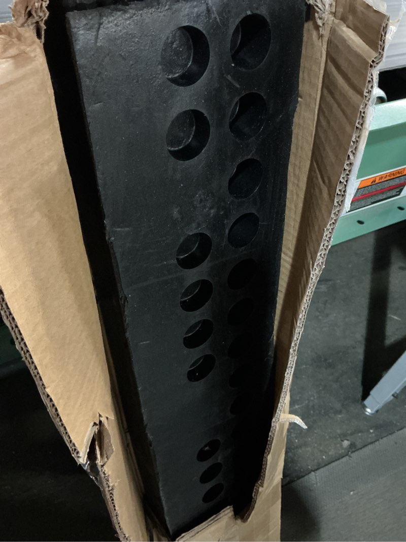 Condition photo showing Good Condition for vevor rubber curb ramp, 33069 lbs load capacity, 2 inches rise height heavy duty rubber threshold ramp with drainage tank for strollers, motorcycles, cars, lawn mowers & trailers, 2 pack 2‘’ rise