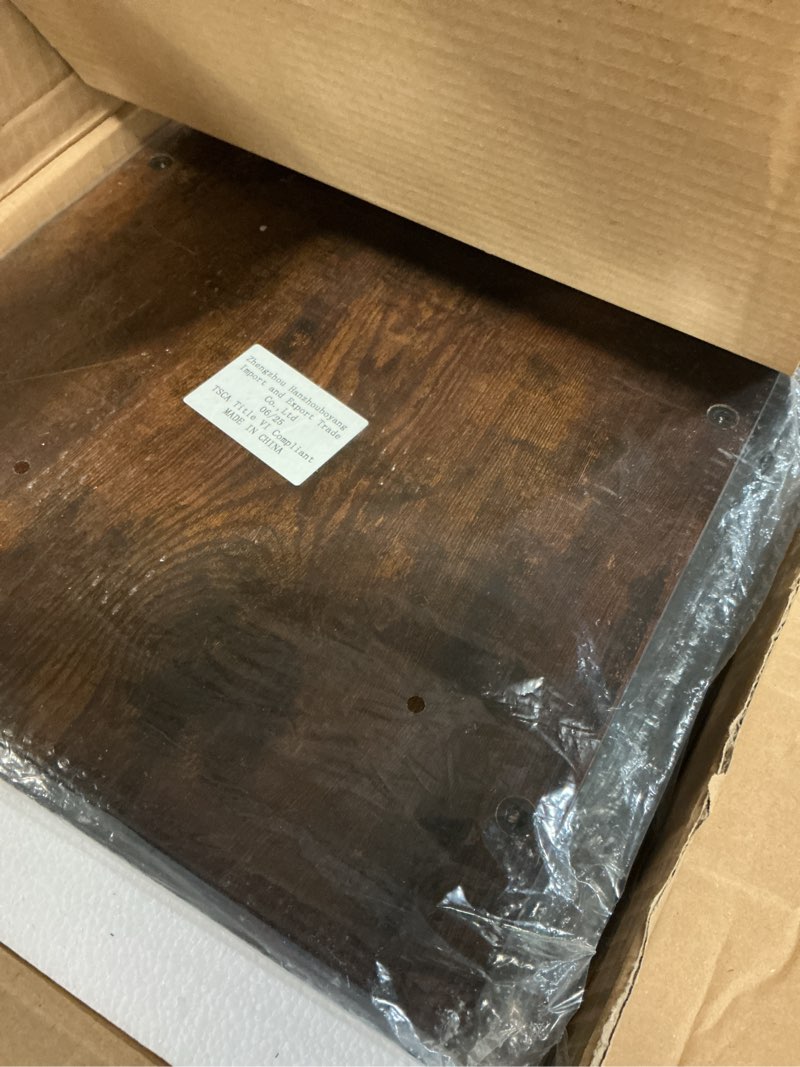 Condition photo showing New/Like New for hoobro end table, 3-tier narrow side table, nightstand with 2 flat or slant adjustable shelves for small spaces, hallway, living room, bedroom, sturdy, easy assembly, rustic brown and black bf23bz01g1 rustic brown + black