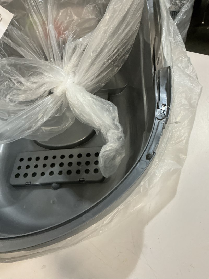 Condition photo showing As Is for nature’s miracle hooded flip top litter box for cats, with built-in odor control charcoal filter silver/grey