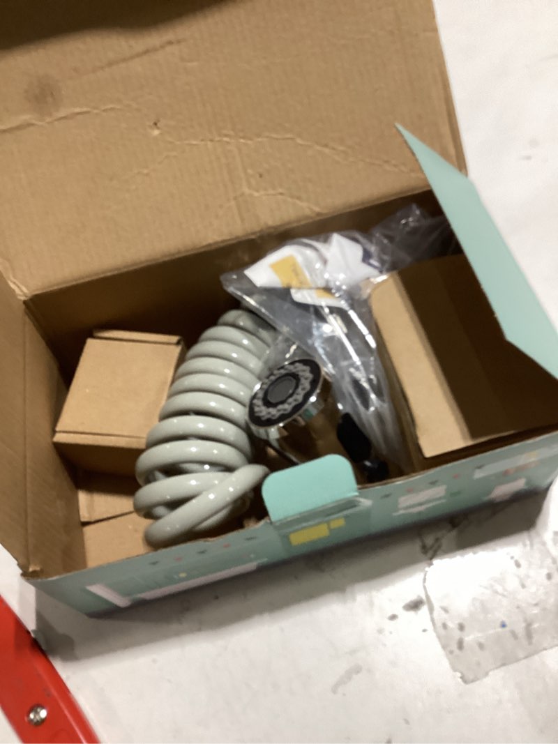 Condition photo showing Good Condition for cecefin kitchen sink sprayer hose attachment for faucet, kitchen faucet head replacement w/ 79" recoil hose and holder, pressurized water saving aerator & diverter valve, faucet sprayer attachment set f- grey- on/off pause sprayer