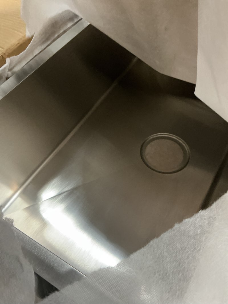 Condition photo showing Good Condition for SHACO 28 Inch Drop In Kitchen Sink, Commercial Handmade T304 16 Gauge Stainless Steel Top Mount Sink, 9 Inch Deep Single Bowl Basin Laundry Utility Wet Prep Sink, Fregadero 28 Inch Drop In Sink Brushed Nickel