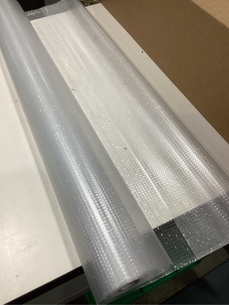 Condition photo showing Good Condition for rabbitgoo window privacy film stained glass window film, mosaic rainbow decorative glass cling, removable static cling tint uv blocking, non-adhesive privacy covering for home, 35.4 x 118.1 inches 35.4" x 118.1" clear