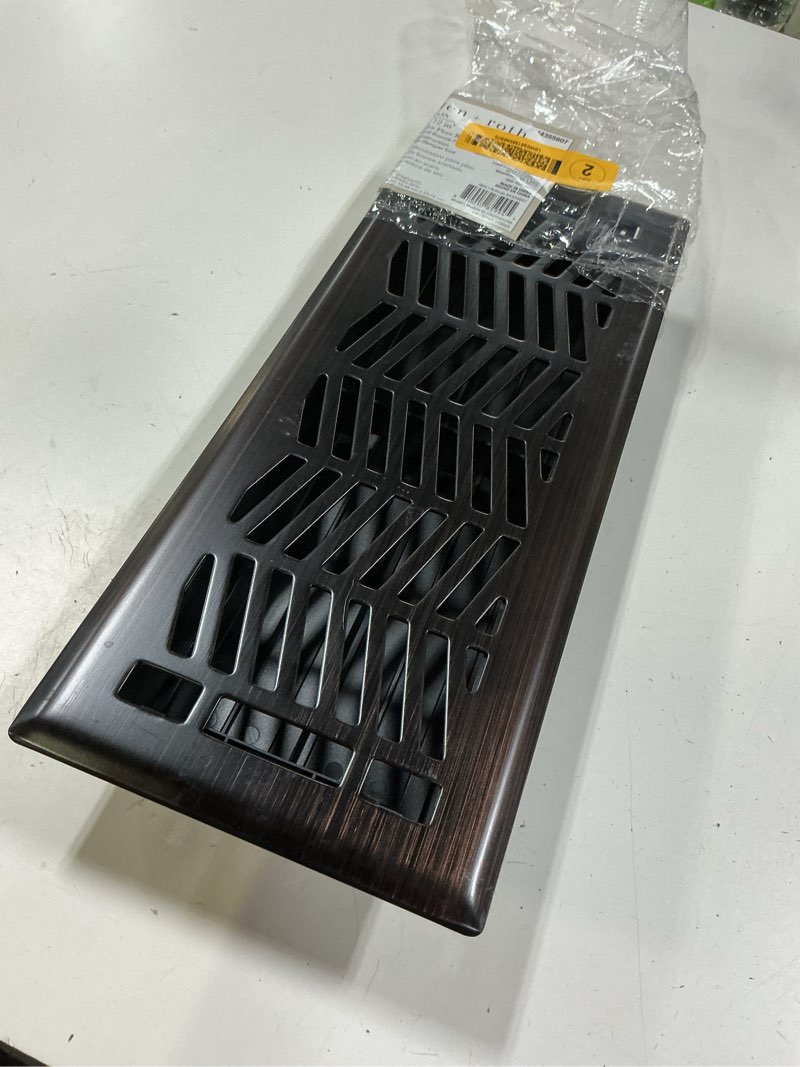 Condition photo showing Good Condition for allen + roth 4-in x 12-in maximum airflow steel oil-rubbed bronze clifton design floor register