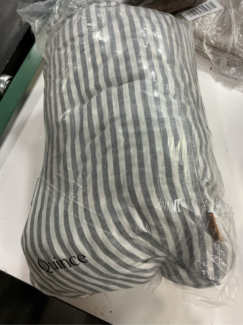 Condition photo showing Good Condition for european linen duvet cover set, king/cal king, grey/white stripe
