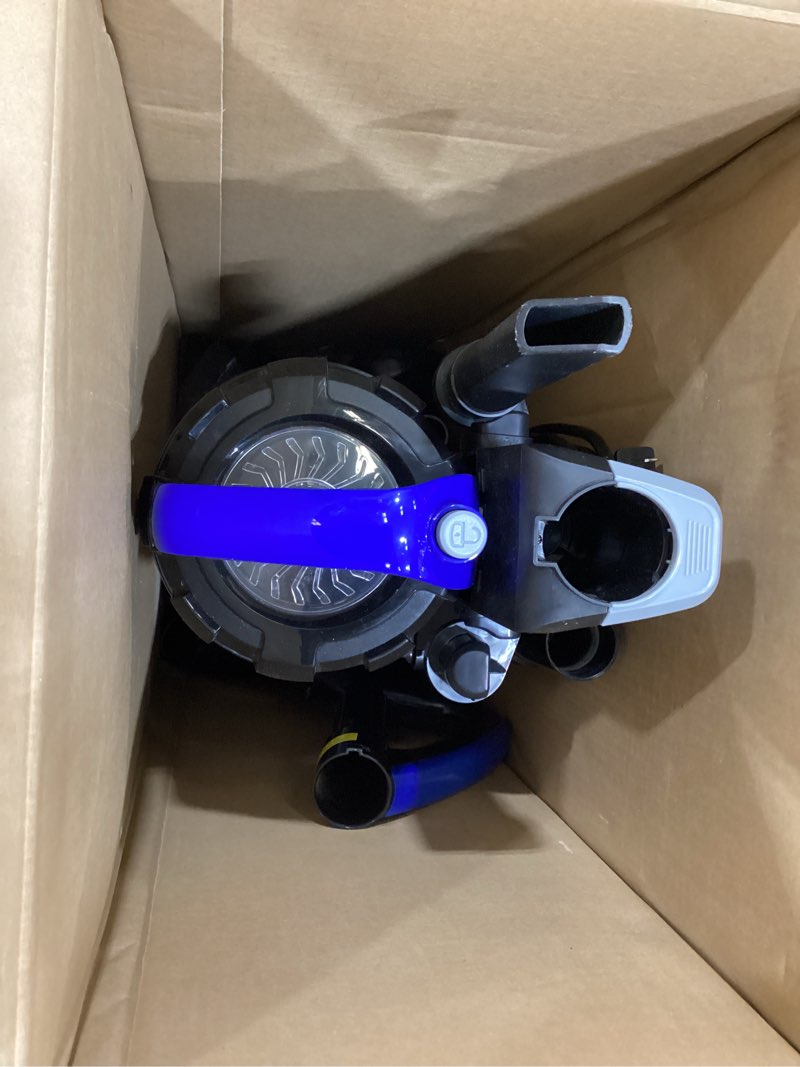Condition photo showing As Is for eureka lightweight powerful upright vacuum cleaner for carpet and hard floor, powerspeed, new model,blue,black/new model