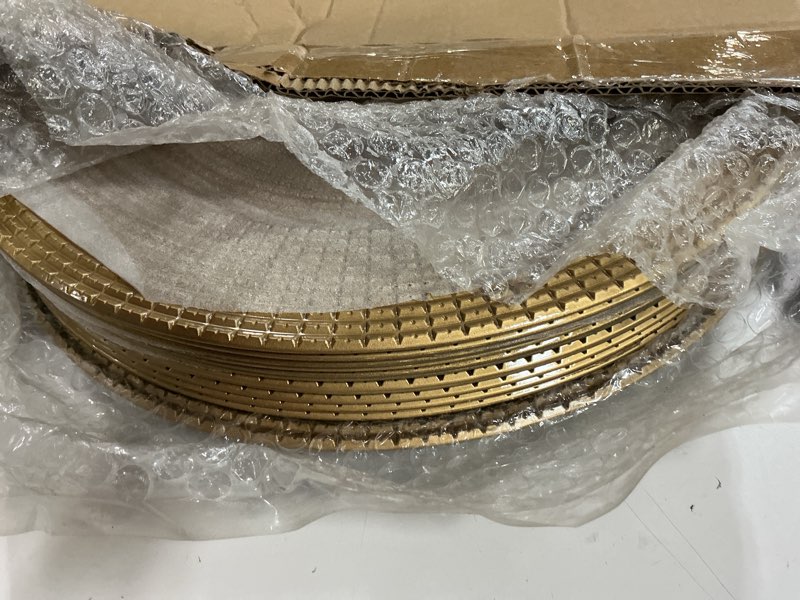 Condition photo showing New/Like New for hiceeden 12 pack gold charger plates for dinner plates, 13" round plastic chain shaped charger service plates, decorative chargers bulk for table setting, wedding, party, event