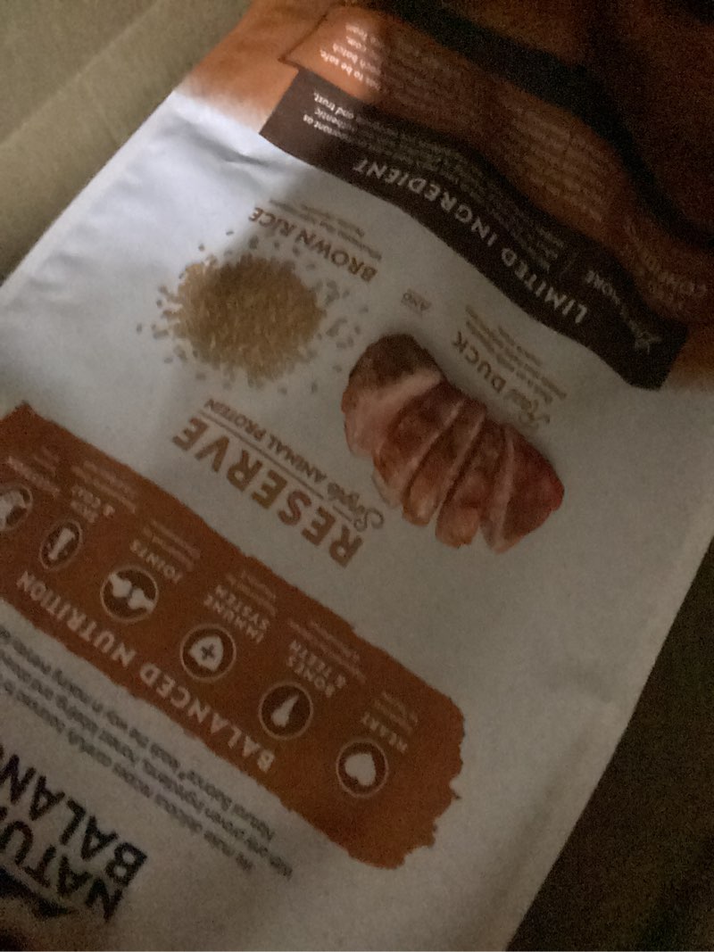 Condition photo showing New/Like New for natural balance limited ingredient adult dry dog food with healthy grains, reserve duck & brown rice recipe, 22 pound (pack of 1) duck & brown rice 22 pound (pack of 1)