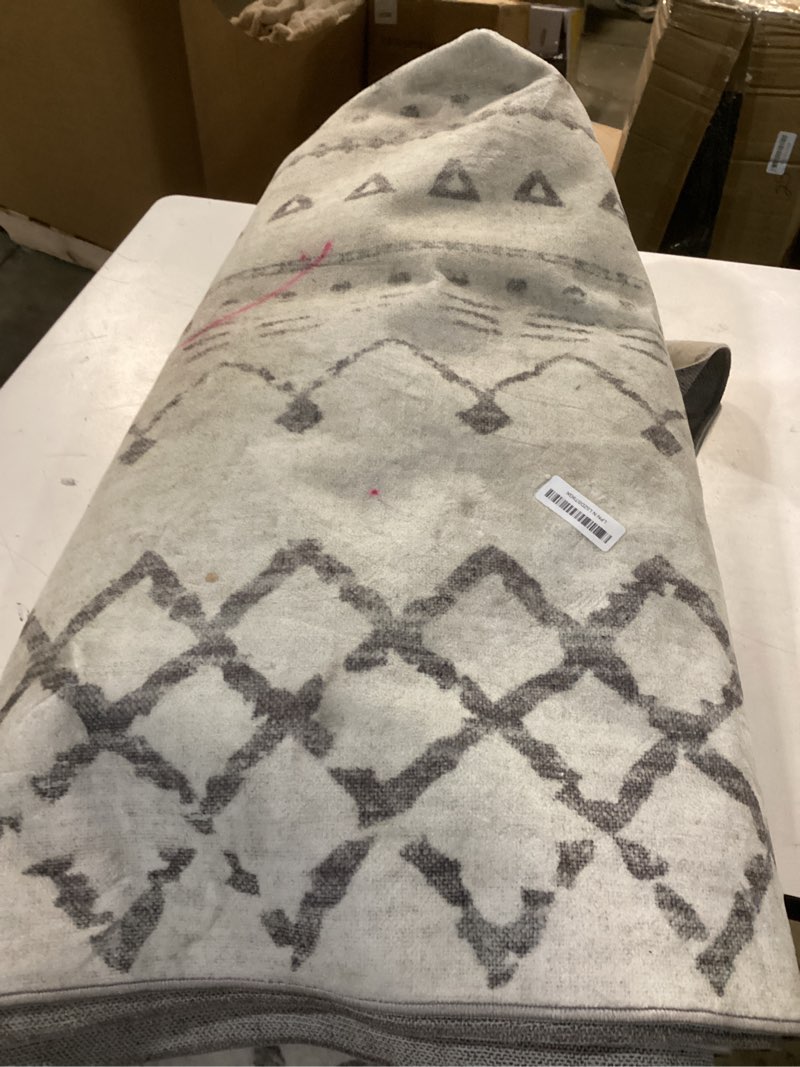 Condition photo showing As Is for Area Rug Living Room Rugs 8x10 - Large Soft Boho Geometric Rugs, Non-Slip Foldable Washable Rugs Non Shedding Morden Indoor Floor Carpet for Bedroom Office Dining Room (Dark Grey,8' x 10') Darkgrey 8'x10'