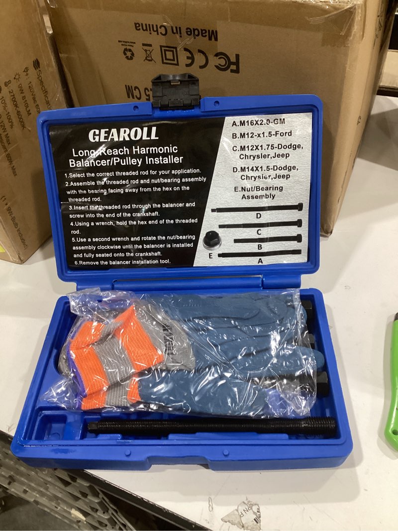 Condition photo showing New/Like New for 5Pcs Harmonic Balancer Installer Tool Set, Long Reach Crank Pulley Underdrive Damper Puller Installation Tool Kit, Compatible with Ford, GM, Dodge and Chrysler V8 and V6 Engines