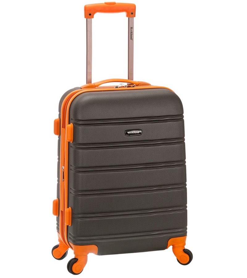 rockland melbourne expandable hardside carry on spinner suitcase - charcoal