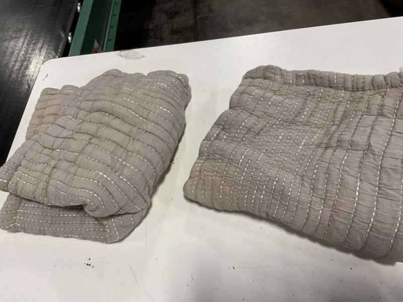 Condition photo showing As Is for organic cotton channel stitch sham set, full/queen, taupe