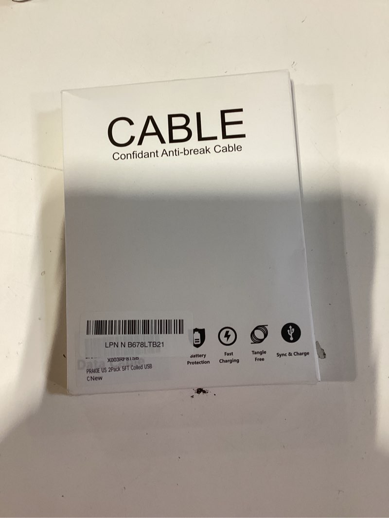 Condition photo showing New/Like New for usb type c cable fast charging, 2pack 5ft coiled usb a to usb c charge cable for car android auto charging cord compatible with iphone 17/16/15/plus/pro/samsung galaxy s20 s10 and more usb c devices 5ft usb a to usb c silver