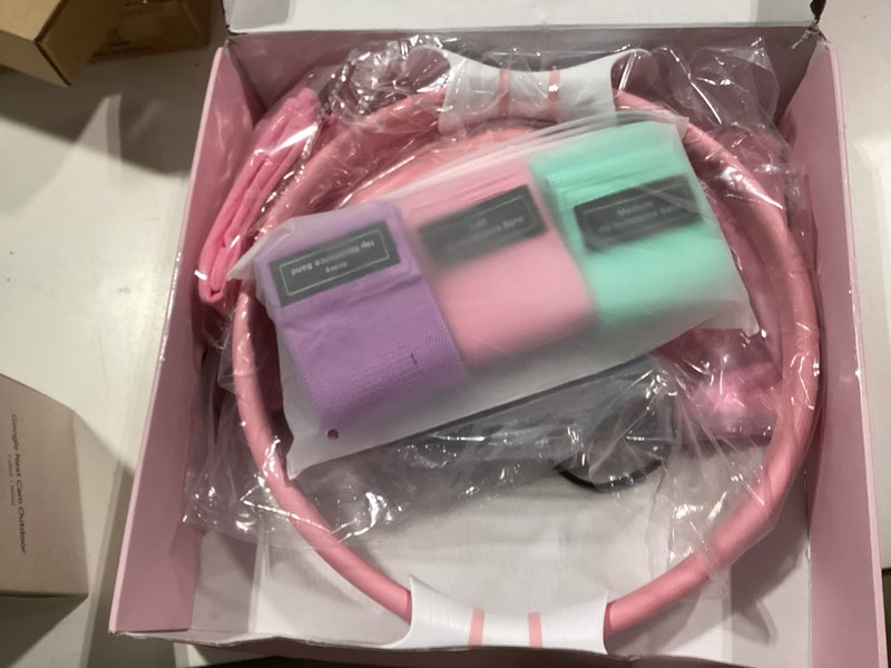 Condition photo showing item condition for pilates ring set for women, home workout pilates equipment with resistance bands, 14'' magic circle, mini ball, pilates starter kit for strength, toning and flexibility medium-level2 pink