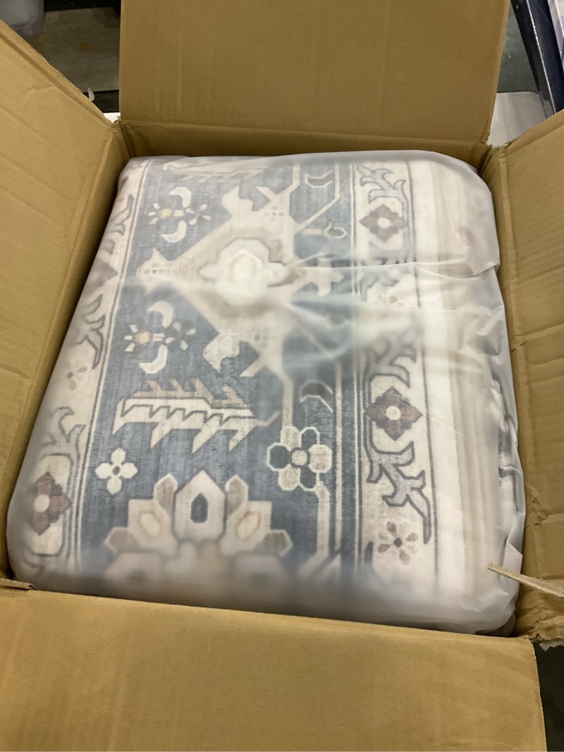 Condition photo showing New/Like New for Area Rugs for Living Room: 8x10 Washable Rug Vintage Pattern Large Non-Slip Stain Resistant Soft Durable Floor Carpet for Bedroom, Dining Room, Home Office - Blue 8' x 10' (Rectangular) Blue