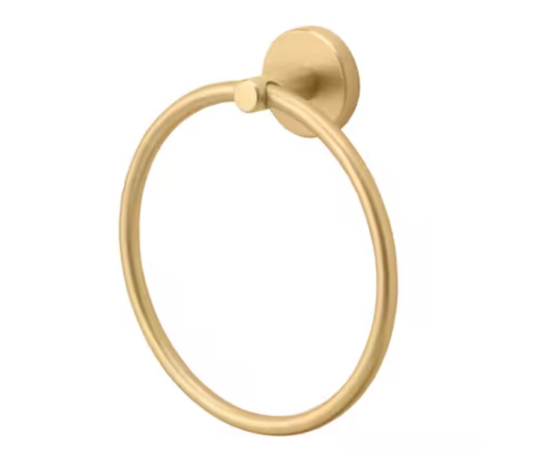 allen + roth harlow gold wall mount single towel ring