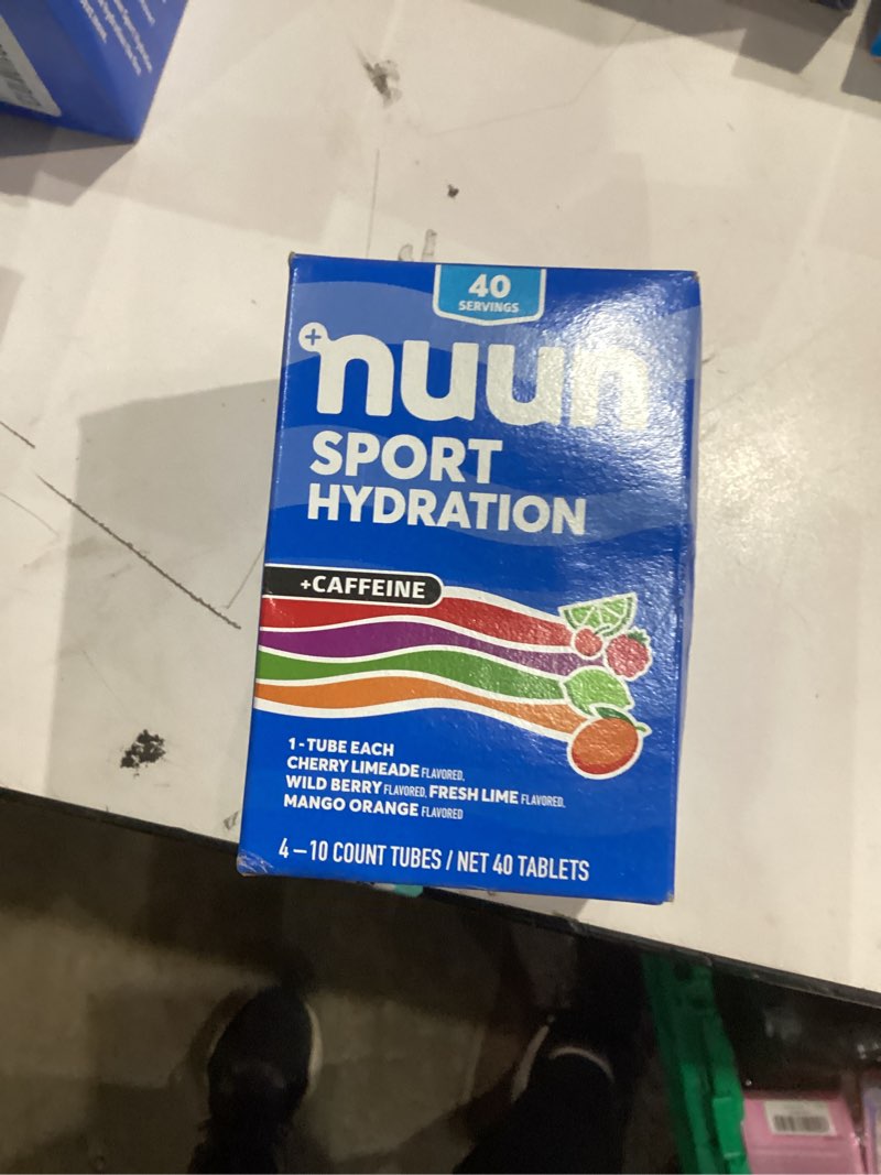 Condition photo showing New/Like New for Nuun Sport Electrolyte Tablets with Caffeine from Green Tea Extract, Magnesium, Calcium, Potassium, Chloride & Sodium, Gluten Free & Vegan, Mixed Flavors, 4 Pack (40 Servings Total) Mixed Flavors - With Caffeine 40 Count (Pack of 1)