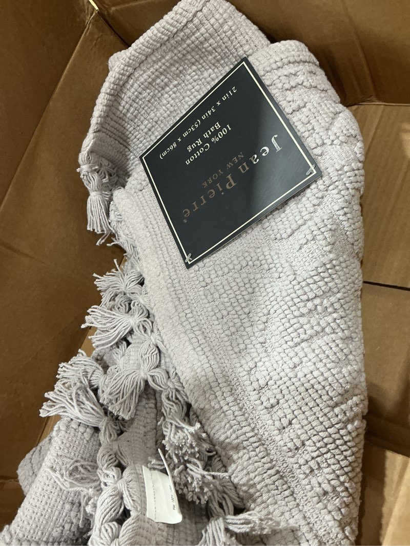 jean pierre - ricardo bath mat, woven fringe bathroom rugs, 100% cotton, premium bathroom decor - measures 21" x 34" - dark gray 1'9" x 2'10" (rectangular) dark gray