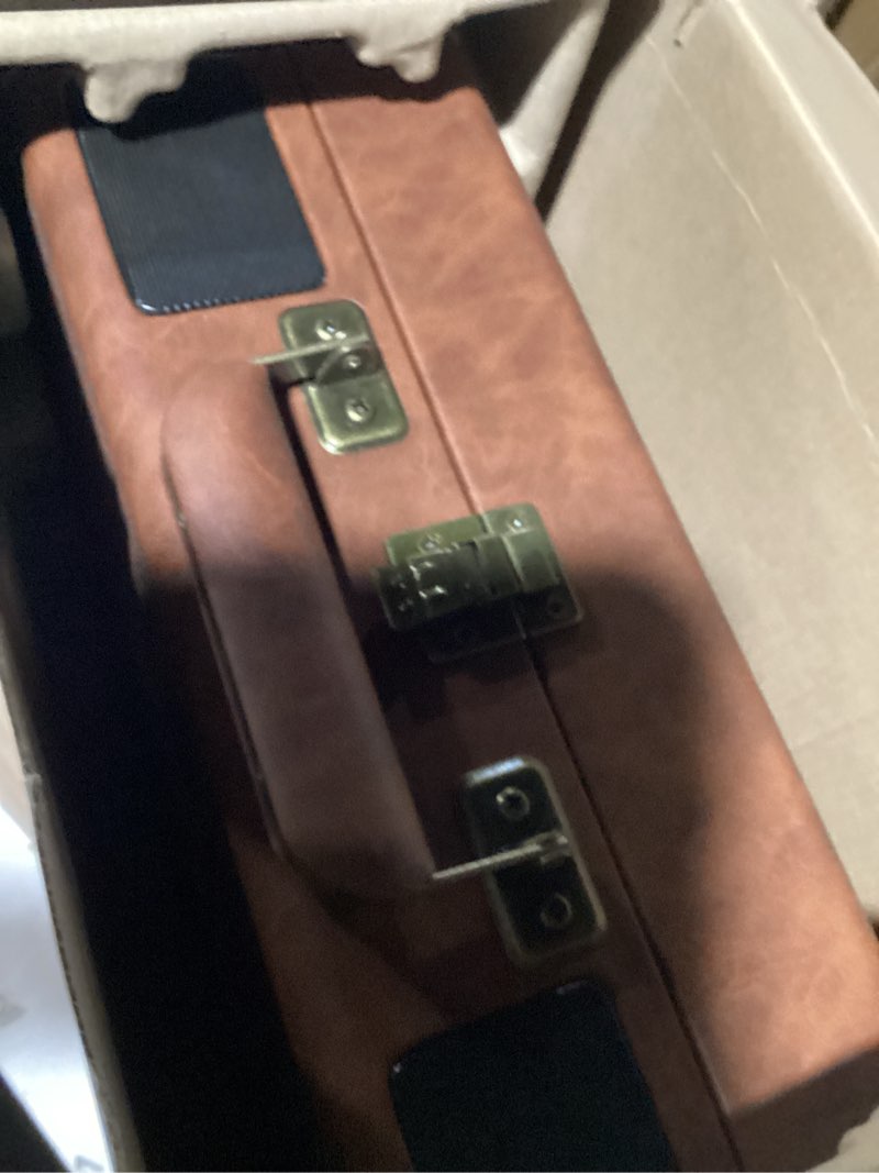 Condition photo showing New/Like New for Victrola Journey Bluetooth Portable Suitcase Record Player – with Built-in Speakers, 3 Speed Vinyl Record Player, RCA Out, Headphone Jack (Brown)