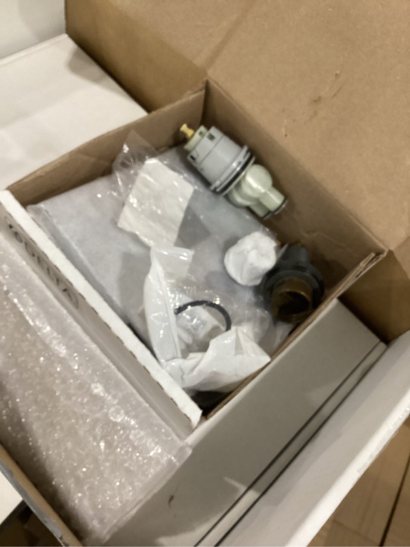 Condition photo showing New/Like New for Delta Modern 14 Series Square Rain Shower System Faucet Set, Rainfall Chrome Shower Head and Handle Set, Valve Trim Kit, 10 Inch, Chrome 342701