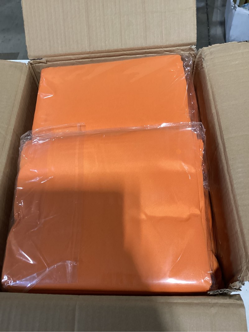 Condition photo showing Good Condition for 8 pack orange round tablecloth 120 inch round table cloth, wrinkle resistant and washable polyester fabric table cloth round cover for dining wedding banquet party orange 120 inch round