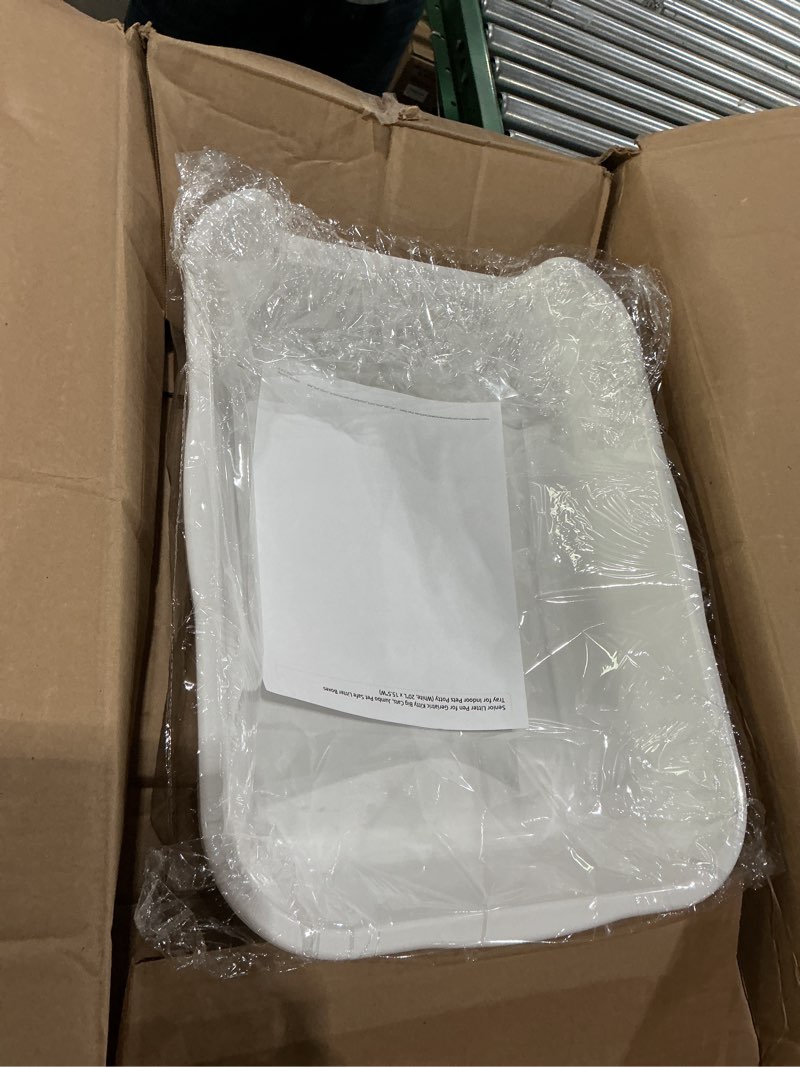 Condition photo showing New/Like New for 1 pack of extra large cat litter box (abs material), low entry senior litter pen for geriatric kitty big cats, jumbo pet safe litter boxes tray for indoor pets potty (white, 20"l x 15.5"w) small (pack of 1) white