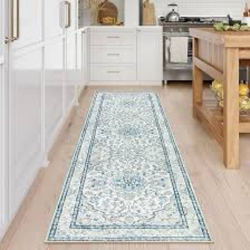 washable non-slip traditional rug for entryway, hallway, bathroom, and kitchen