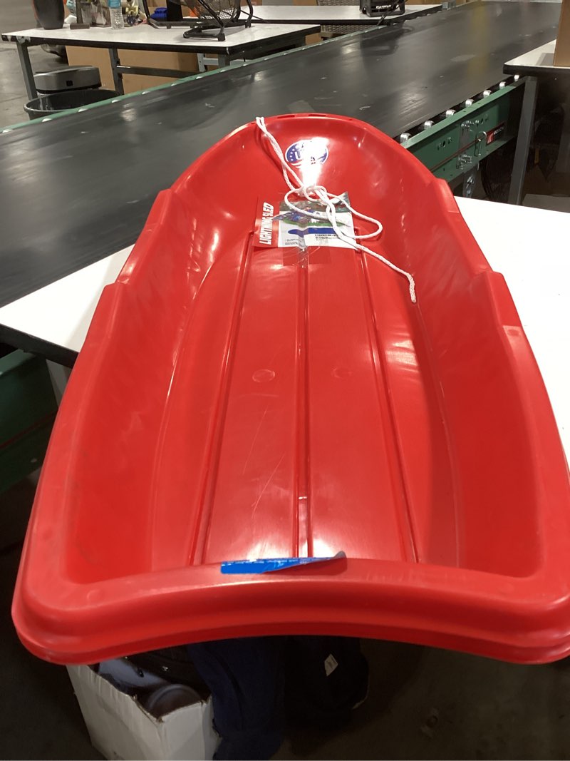 Condition photo showing Good Condition for missing one sled. flexible flyer winter lightning sled (pack of 3)n