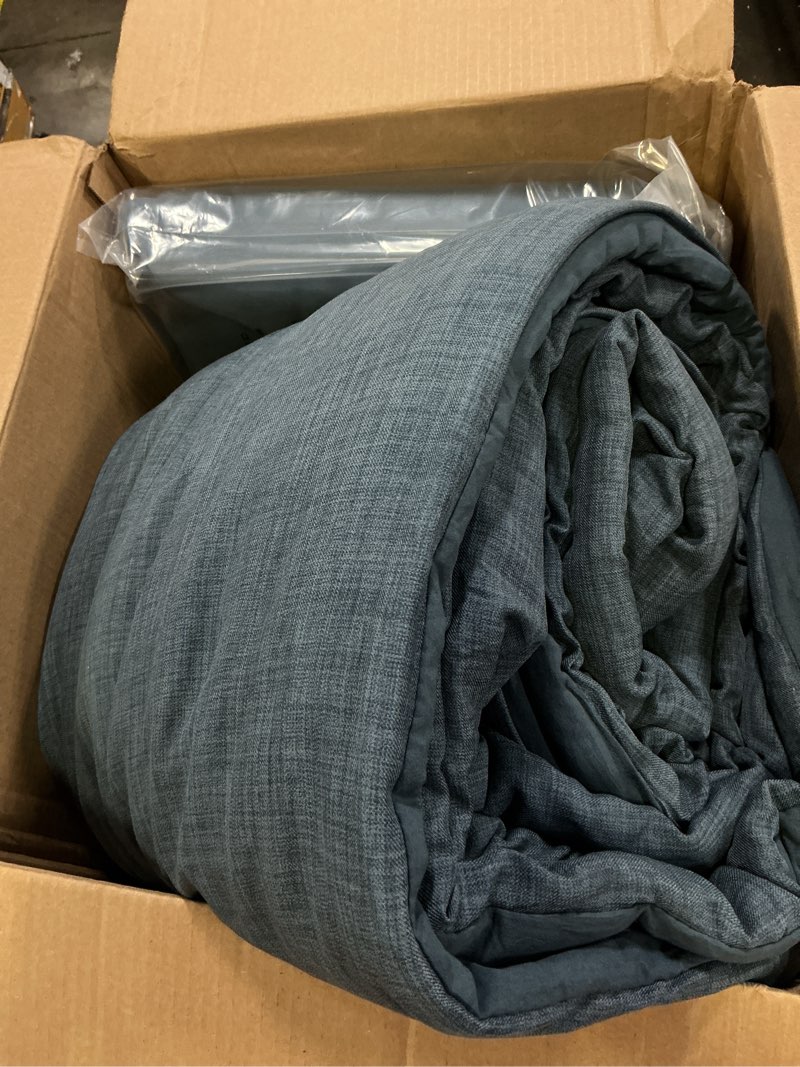 Condition photo showing Good Condition for geniospin king size comforter set- 7 piece navy blue textured king bedding set, soft solid bed in a 