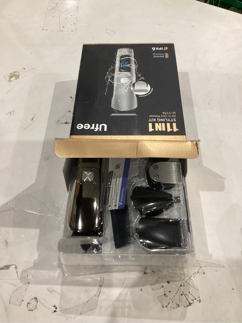 Condition photo showing New/Like New for Ufree Beard Trimmer for Men, Waterproof Electric Razor for Nose, Body, Face & Mustache, Cordless Hair Clippers Shavers Grooming Kit, Valentines Day Gifts for Men Husband Father Silver