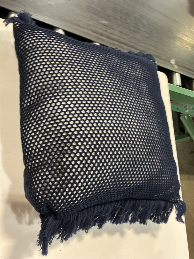 Condition photo showing Good Condition for 20"x20" faux natural knit fringed pillow navy - threshold™