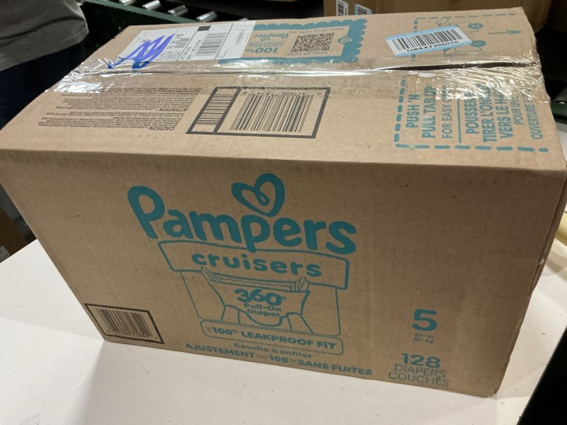 Condition photo showing New/Like New for pampers diapers - cruisers 360 - size 5, 128 count, babyproof up to 100% leakproof pull-on diaper size 5 128