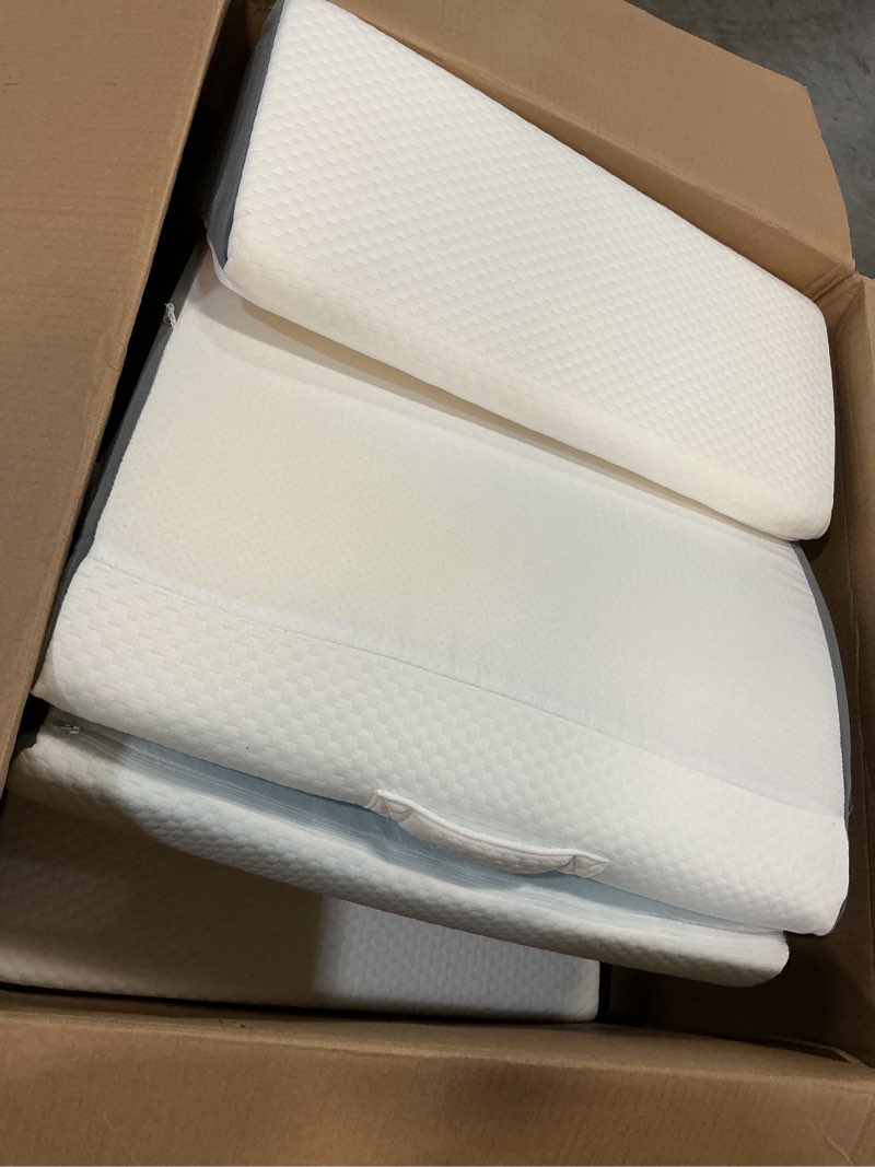 Condition photo showing Good Condition for 6pcs wedge pillow set for after surgery, orthopedic bed wedge pillow for headboard, memory foam back pillow for bed sitting up, sit up pillow for acid reflux relief, gerd, anti snoring (white)