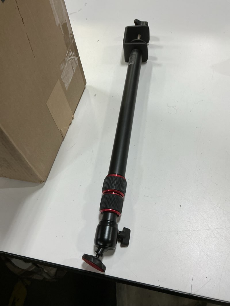 Condition photo showing As Is for NEEWER Camera Desk Mount with Phone Holder & 360° Ball Head, 17"-40"/43-102cm Telescopic C Clamp Table Light Stand 1/4"Screw, Desktop Stand 6.6lb/3kg Max Load for DSLR Camera, Webcam, Ring Light,TL283 TL283 Red w/Phone Holder