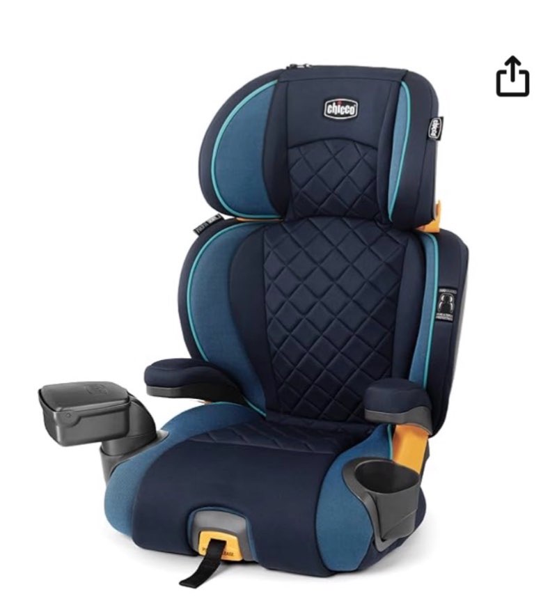 chicco kidfit zip plus 2-in-1 belt-positioning booster car seat, backless and high back booster seat, for children aged 4 years and up and 40-100 lbs., seascape/blue