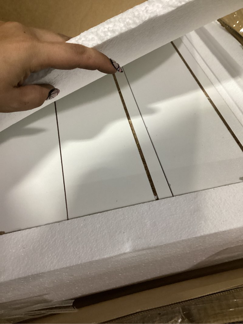 Condition photo showing Good Condition for only box 2 incomplete .. white-wood-free-standing-47-2-in-w-jewelry-armoire-with-glass-top-8-drawers-and-open-shelves-modern-bedroom-dresser