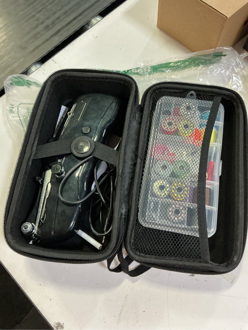 Condition photo showing Good Condition for handheld sewing machine, beginner's sewing kit with storage, two power supply modes, electric switch, simple operation, portable mini, beginner's sewing machine.black
