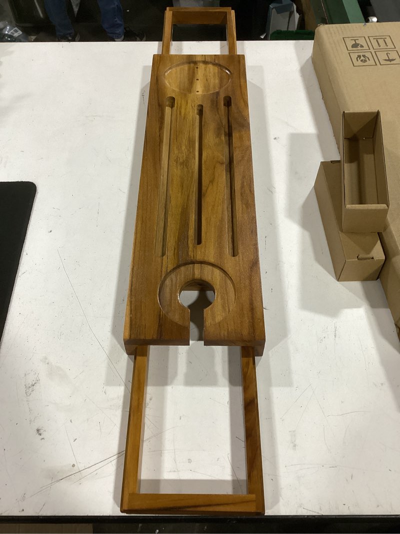 Condition photo showing Good Condition for ecofives teak bathtub tray caddy - expandable bath tray - adjustable organizer tray for bathroom - luxury bath caddy tub table, bathtub accessories & bathroom gadgets