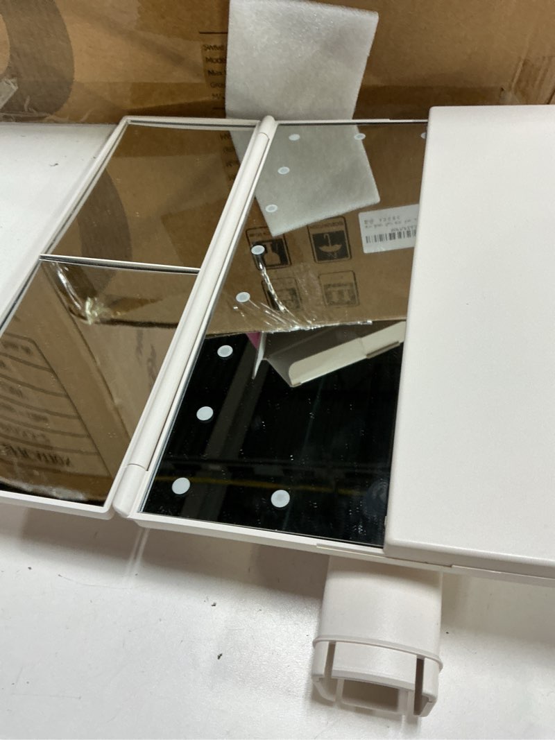 Condition photo showing Good Condition for huonul makeup mirror, vanity mirror with lights, 2x/3x/10x magnification, touch control, trifold, dual power supply, birthday gifts for women, wife, mom, girls,dorm room essentials white