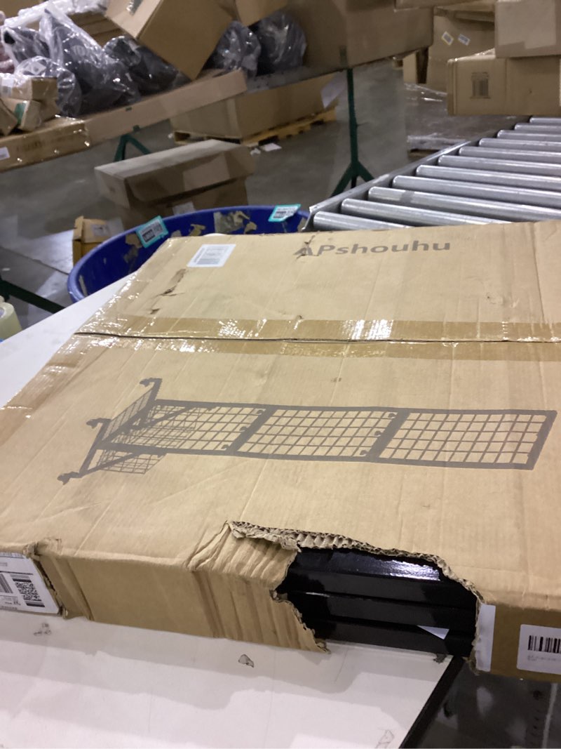 Condition photo showing As Is for Foldable Grid Wall Panels, Gridwall Panels with Folding Baskets, Tool-Free Assembly and Folding, for Storage and Retail Merchandise Display (Black)