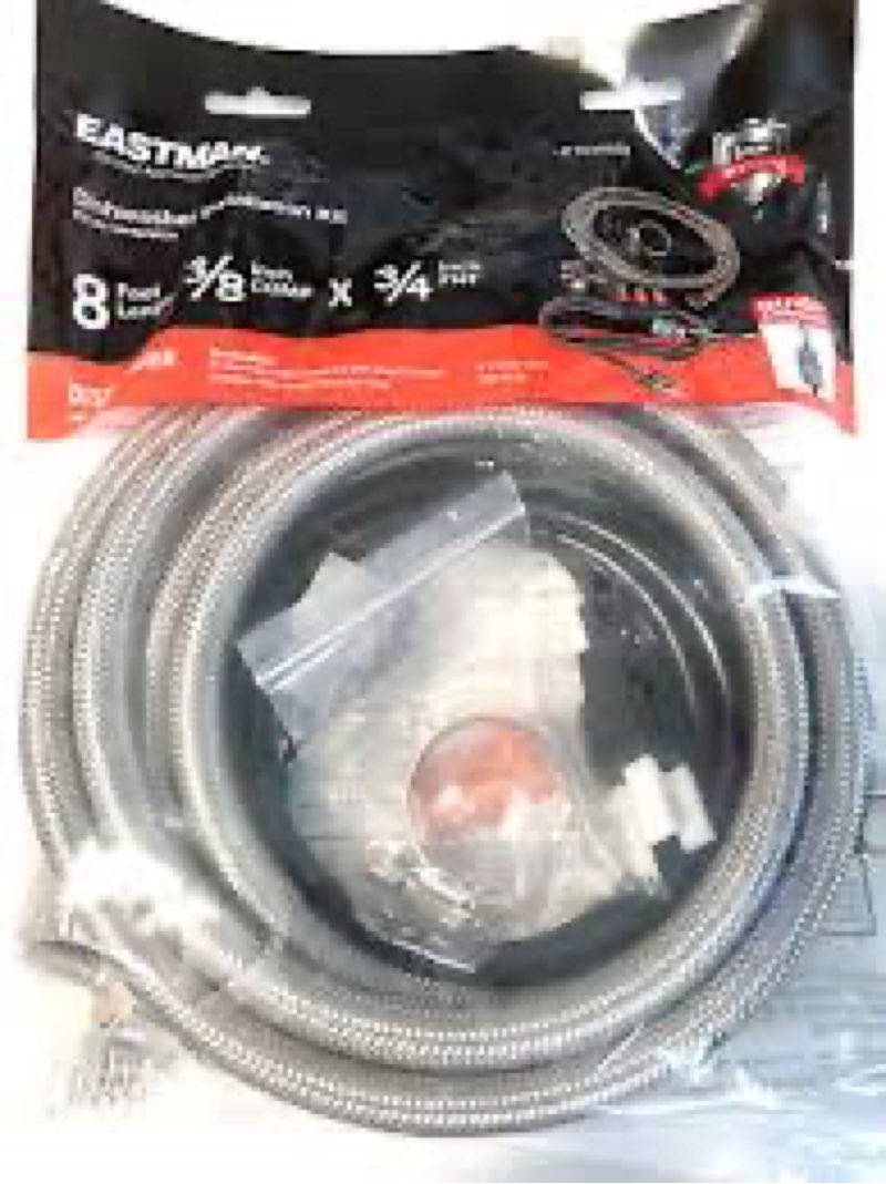 eastman dishwasher installation kit 8? 3/8? inlet x 3/4? stainless steel 1630551